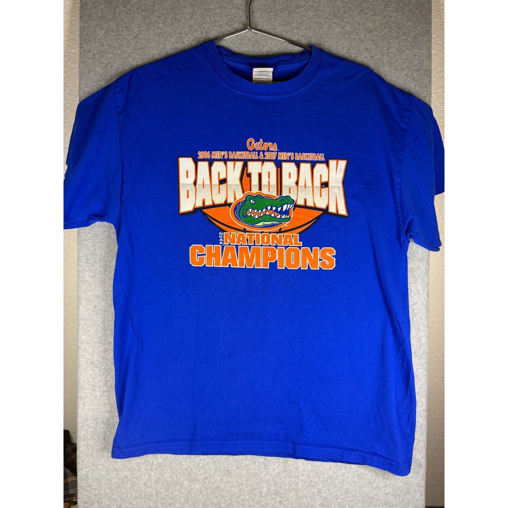 Florida Gators Back to Back National Champions T-Shirt Mens Large Blue Delta